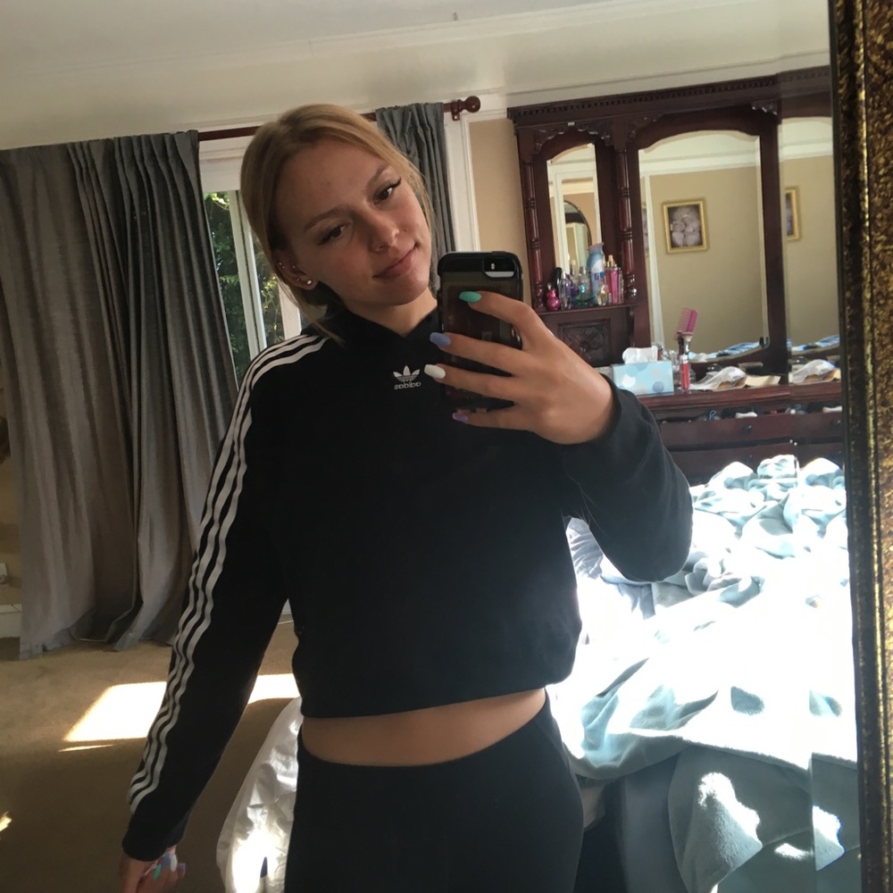 Cropped black adidas hoodie